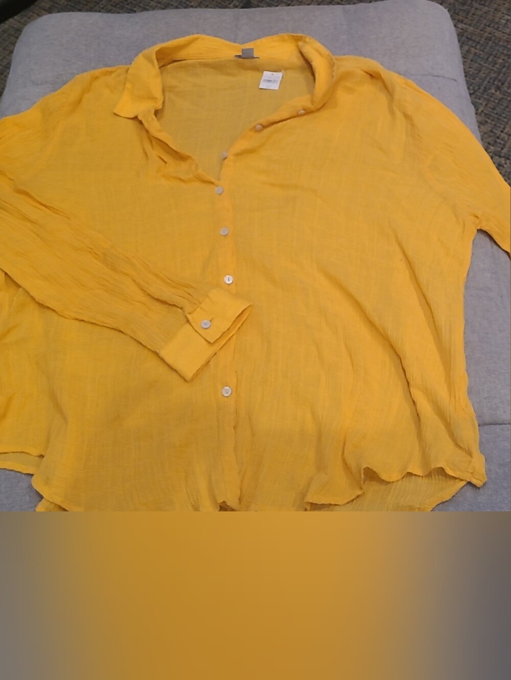 aerie Lightweight Yellow Button-Front Blouse